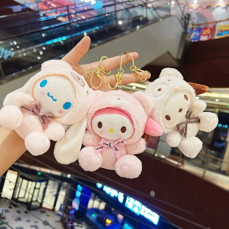 

Plush Wholesale Keychain Melody Kuromi Sanrio Key Chains Ring Mini Doll School Car Bag Pendant Couple Mini Anime Accessories