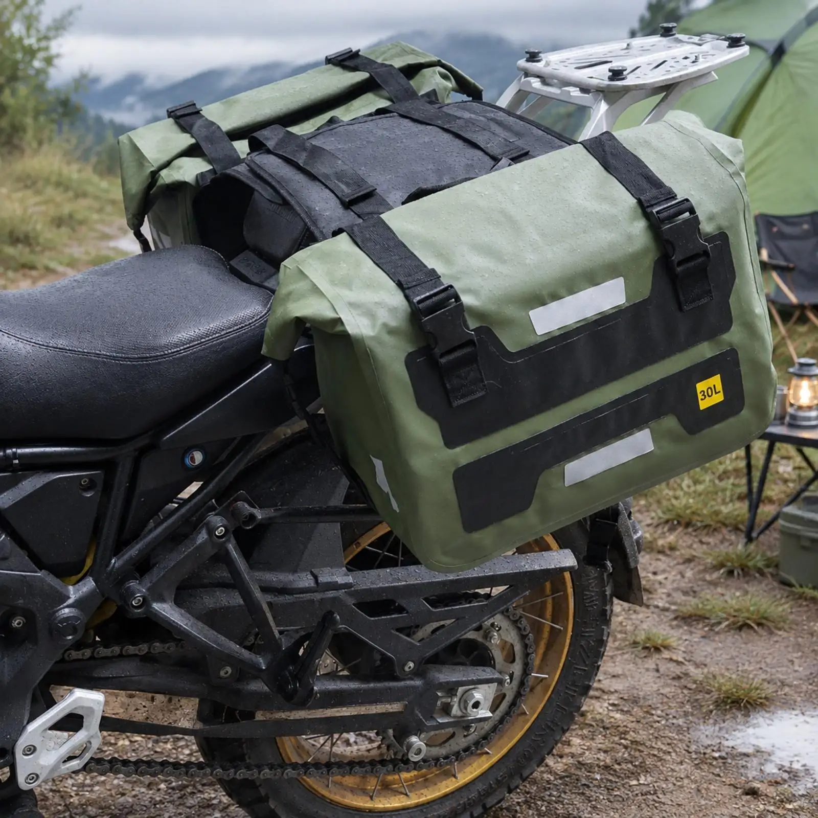 2 Pieces PVC Motorcycle Rear Saddlebag Waterproof Saddlebag with Roll-Top Closure Motorcycle Side Mount Storage Bag Sturdy