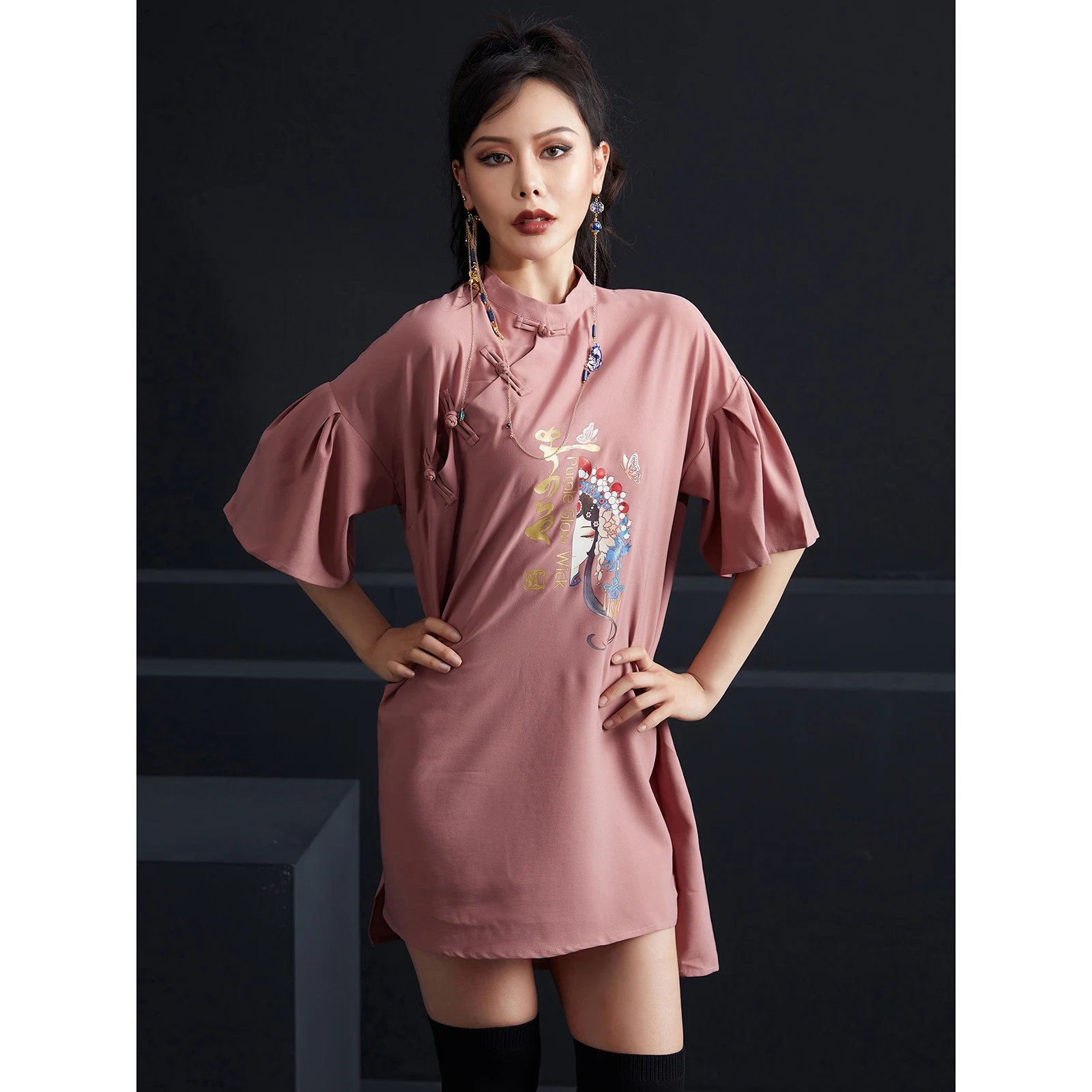 

New Vintage Chinese Sle Women's ort Dr Young Reformed Loose Printed Silk Fabric Casual Daily Wear