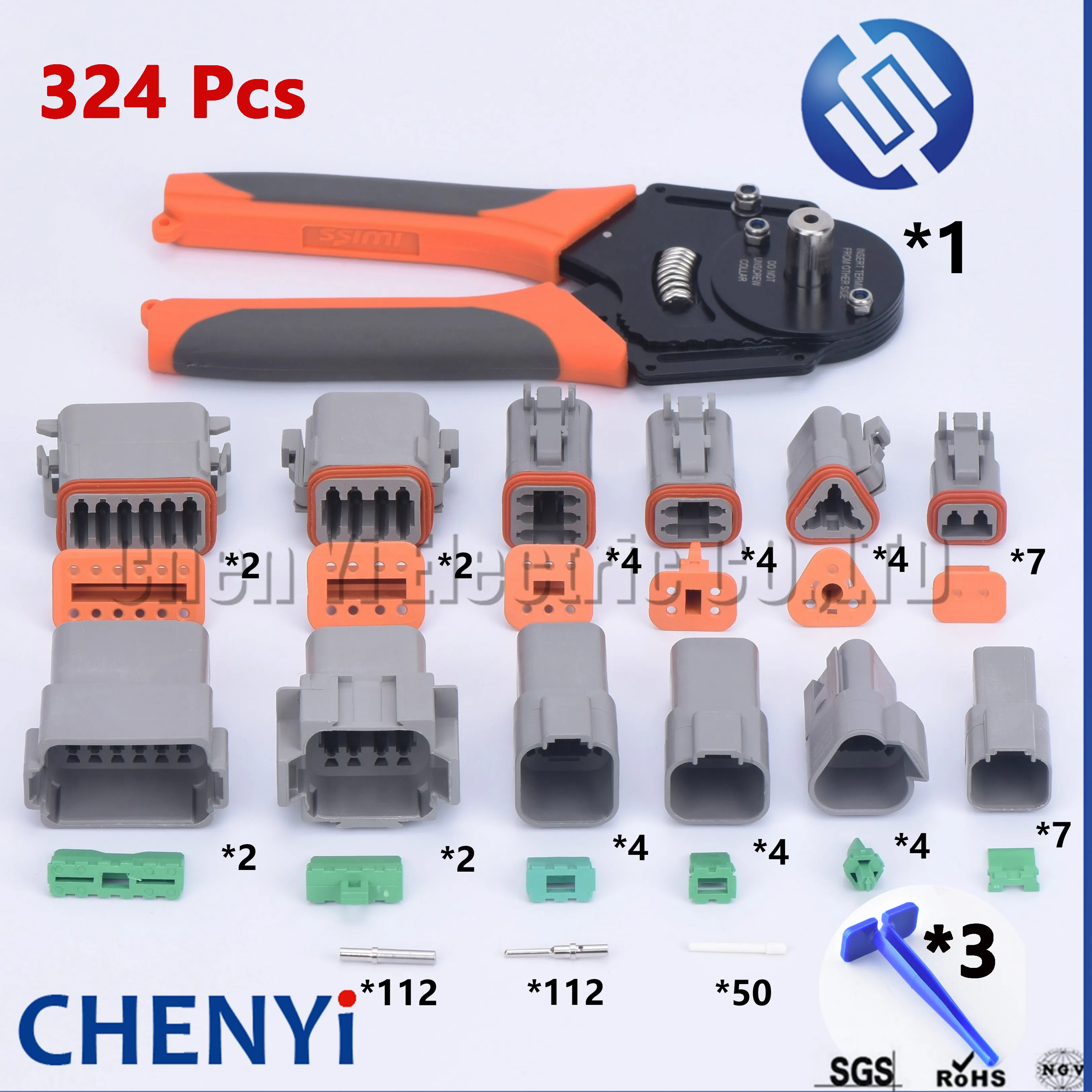 324 Pcs DT Series Waterproof Connector plug Kit Repair tool box DT06-2/3/4/6/8/12S DT04-2/3/4/6/8/12P with Pins and pliers