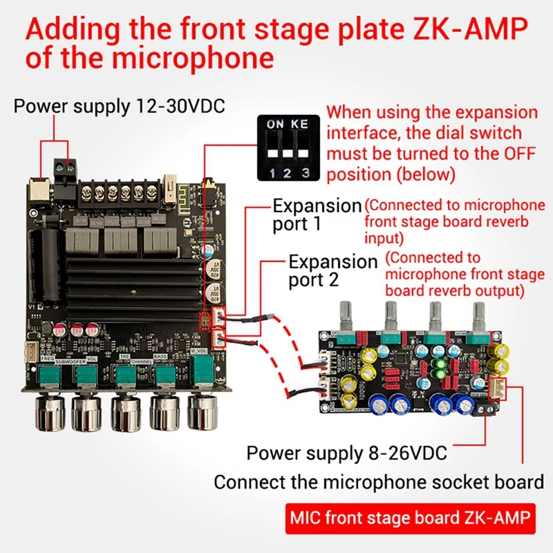 ZK-ST21 karta do cyfrowego wzmacniacza mocy czarny kanał 2.1 2x100W + 200W Subwoofer TPA3221 moduł wzmacniacz Bluetooth z przewodami