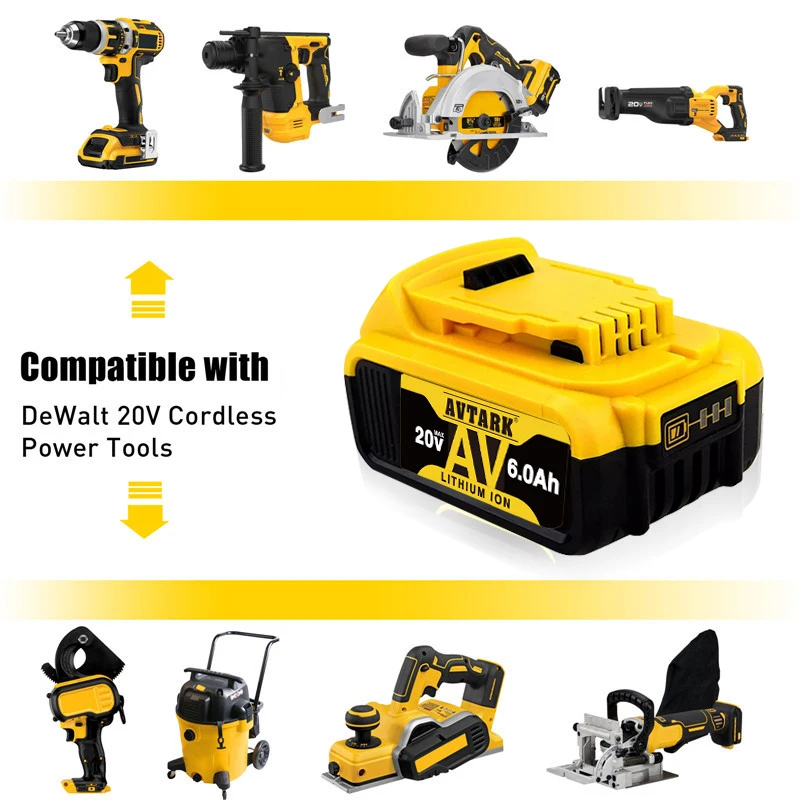 Imagem -06 - Substituição da Ferramenta Elétrica para Dewalt Bateria de Lítio 20v 6ah Max Dcb184 Dcb181 Dcb182 Dcb200 5a 6a 8a 18v