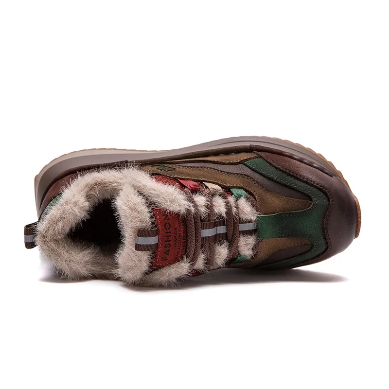 Handmade Retro Cow Leather Women's Winter Lace-Up Shoes