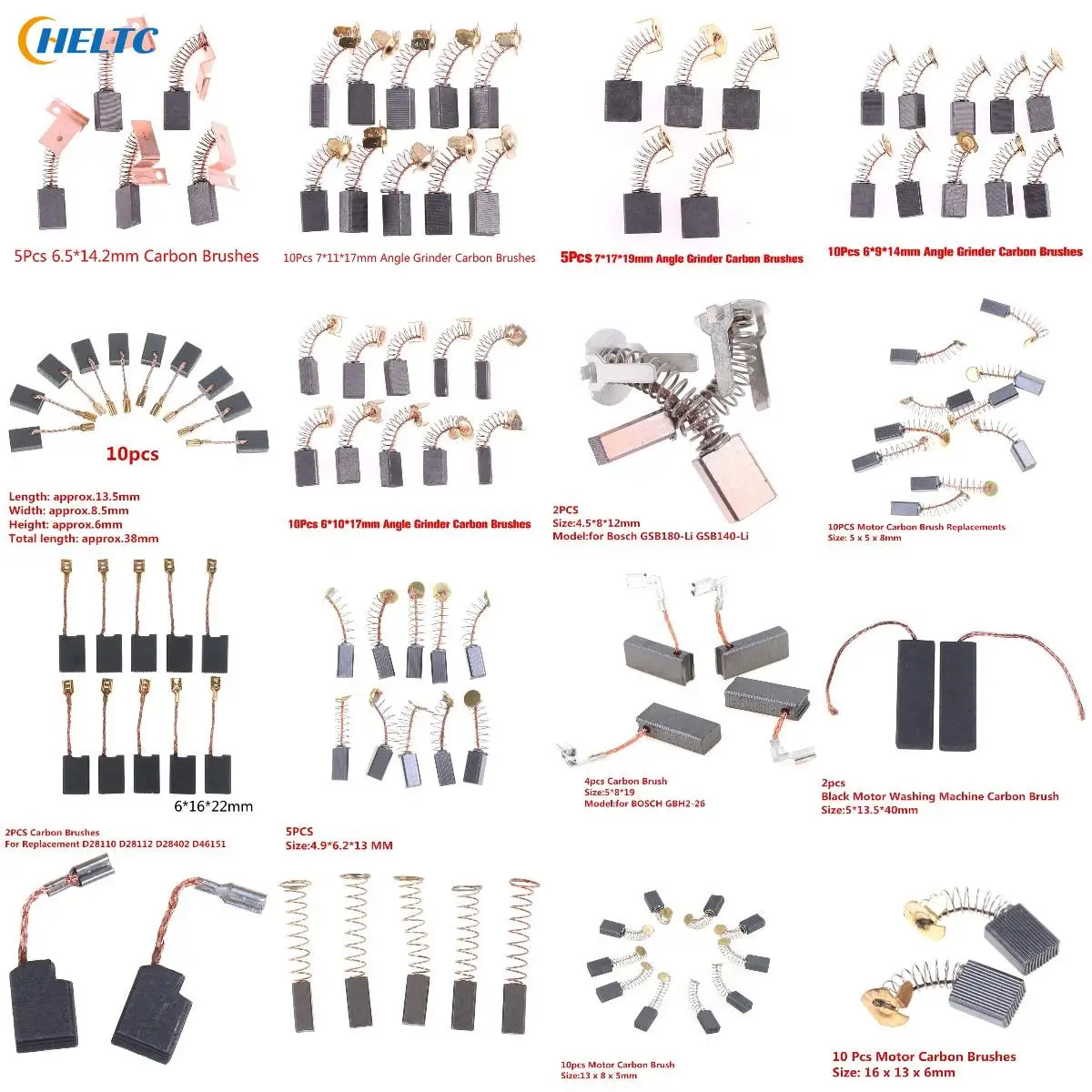 1-20PC Drill Electric Grinder Replacement  Power Tool Carbon Brush Graphite Copper Spare Parts For Electric Motor Graphite Brush