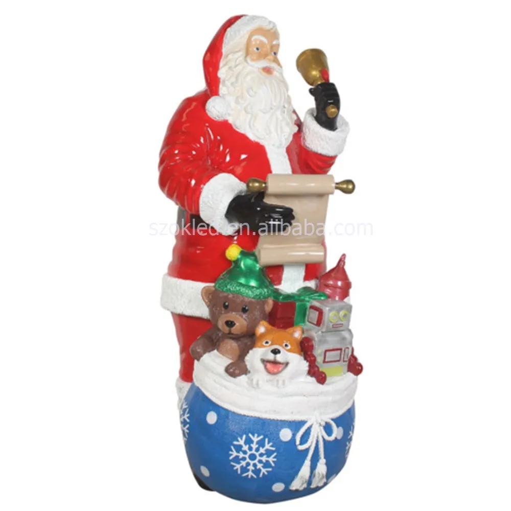 

Christmas Decoration Promotional Durable Cute Fiberglass Christmas Santa Claus Figurines