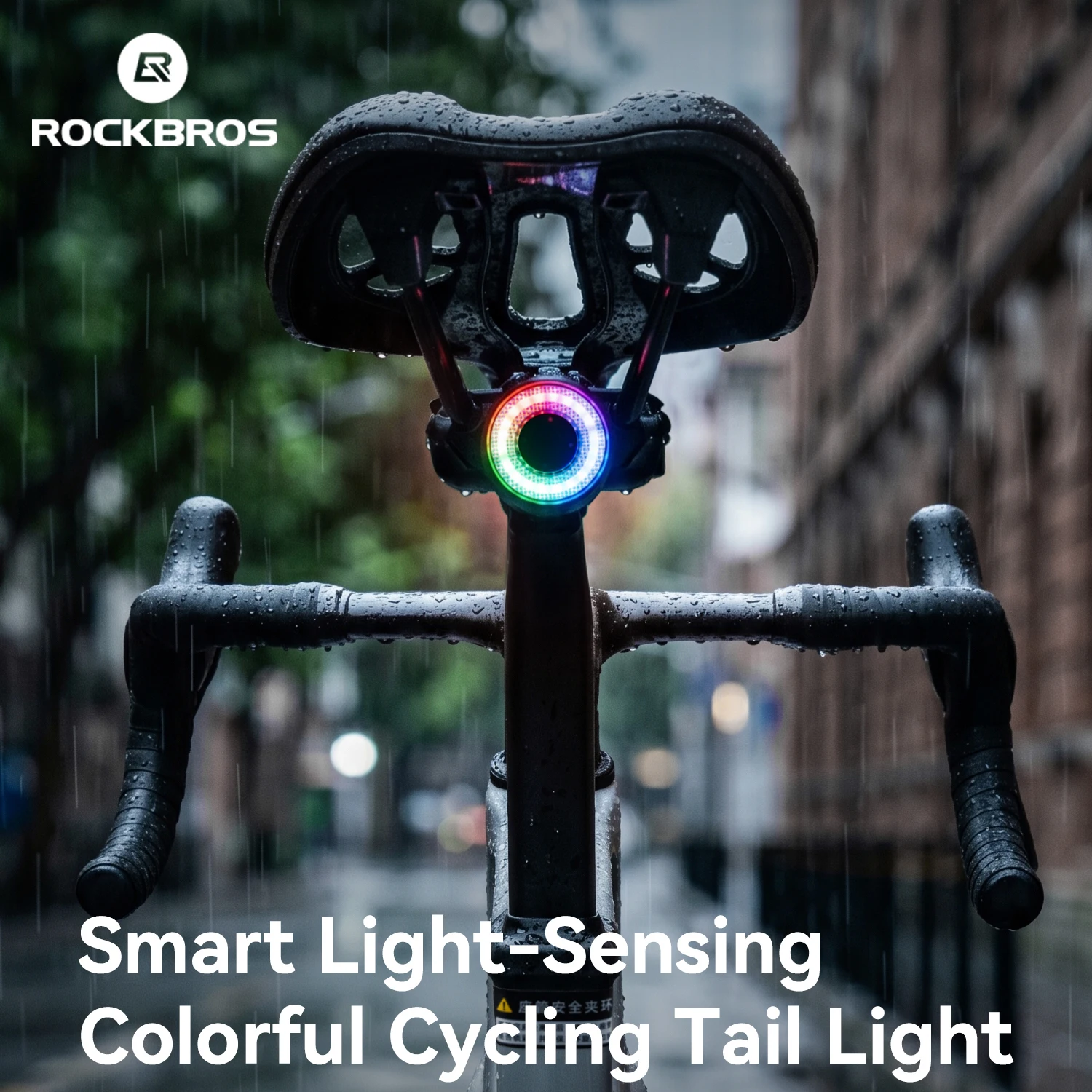 ROCKBROS Bicycle Rear Light Waterproof Brake Sensing Bike Rear Light 300mAh Type-C Rechargeable Cycling Safety Tail Light