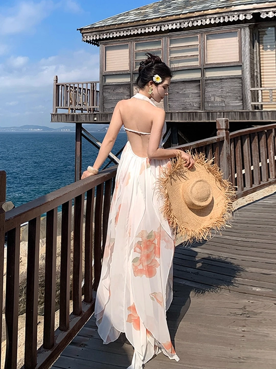 Beach Vaion Fairy Skirt Irregular Hemline Strapl Dr Summer Holiday Sle High Waist Soft Chiffon Non-Stretch Ladies ...