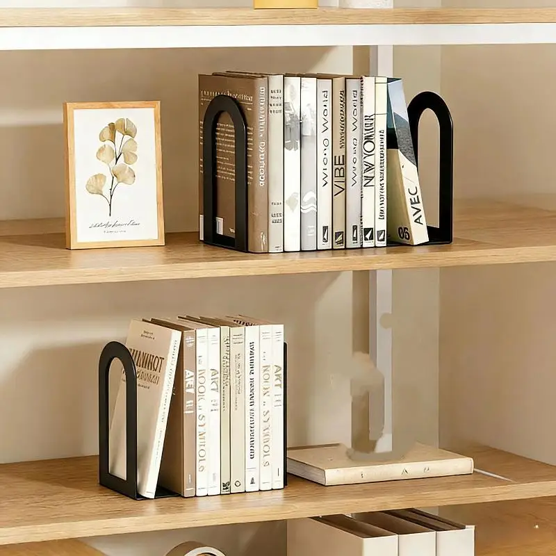 Space-efficient 1 Pair L-shaped Iron Bookends Contemporary Style for Visual Appeal