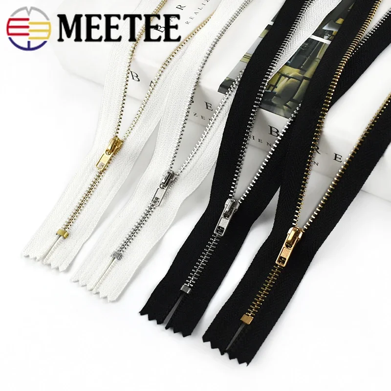 10/20Pcs 8-30cm 3# Metal Close End Zipper Black White Zip Bag Clothes Jeans Pants Coat Pocket DIY Decorative Sewing Accessories