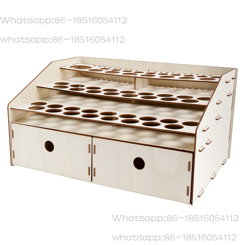 DIY Wooden Organizer Paint Bottles Display Rack Brushes Holder Stand Storage Model Tool