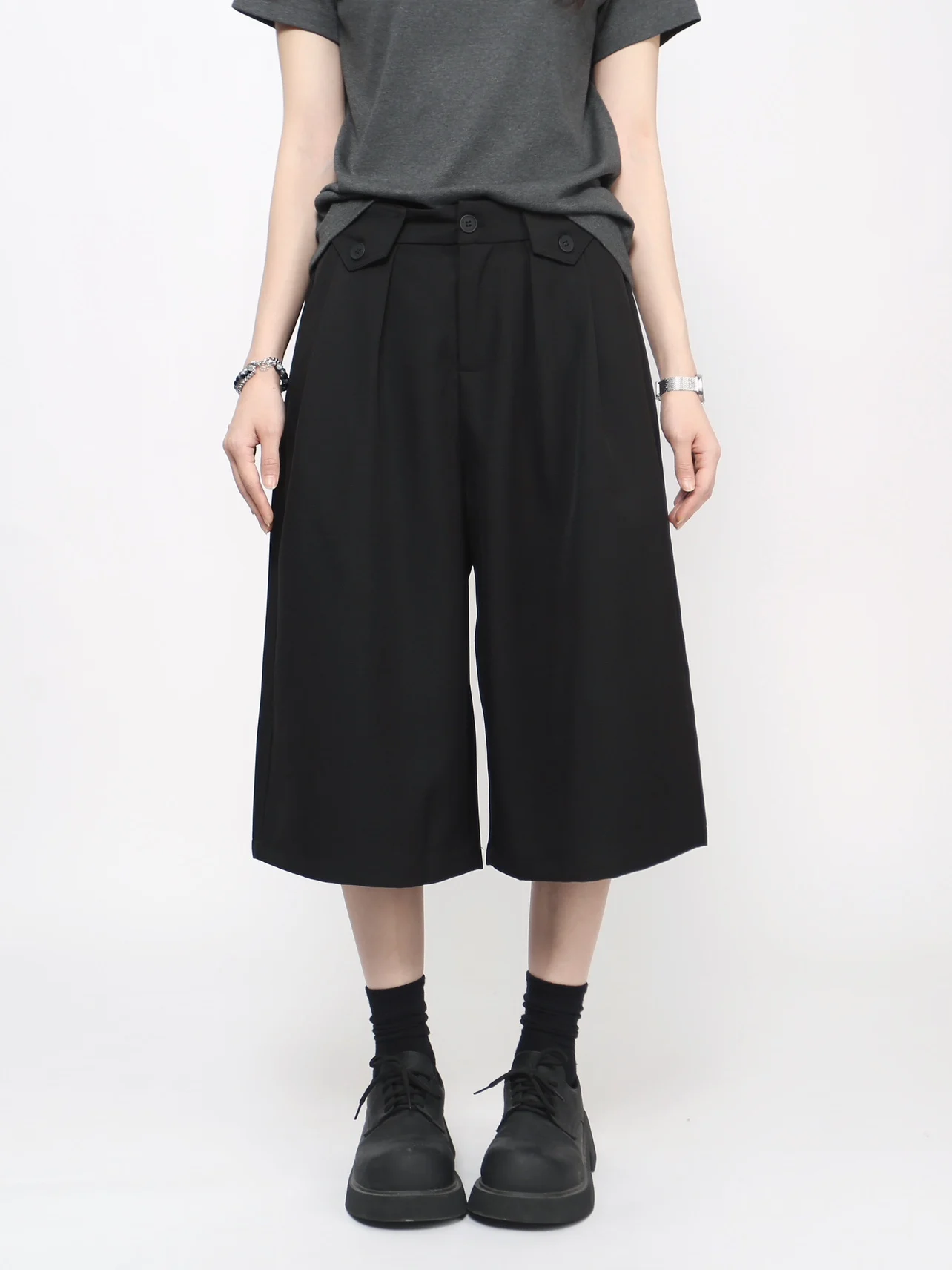 

Mz American Retro Pleated Wide Leg Drapey Suit orts Men Women Summer Casual Loose Straight Seven-Five Middle Pants