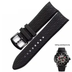Curved End Silicone Watch Bands for Porsche design p6612 watch strap watchband black Wristband Replacement Watch Bracelet 24mm