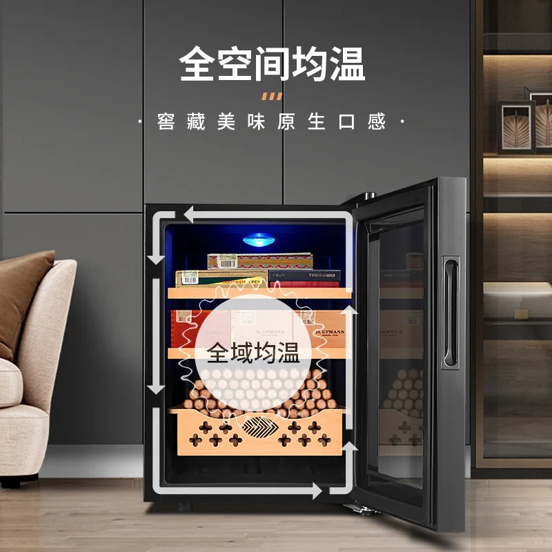 Picture 4: Cigar Cabinet 33C Temperature Control Moisturizing Air Cooling Embedded Dual Core Refrigeration Cedar Wood Alcoholization Small