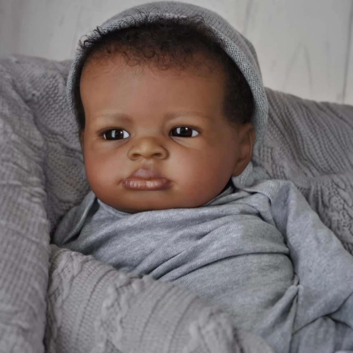 19 นิ้วผิว Lanny Bebé Reborn ตุ๊กตาทําด้วยมือทาสีแอฟริกัน Reborn ทารก Rooted ผมตุ๊กตาของเล่น Muas Para Niñas