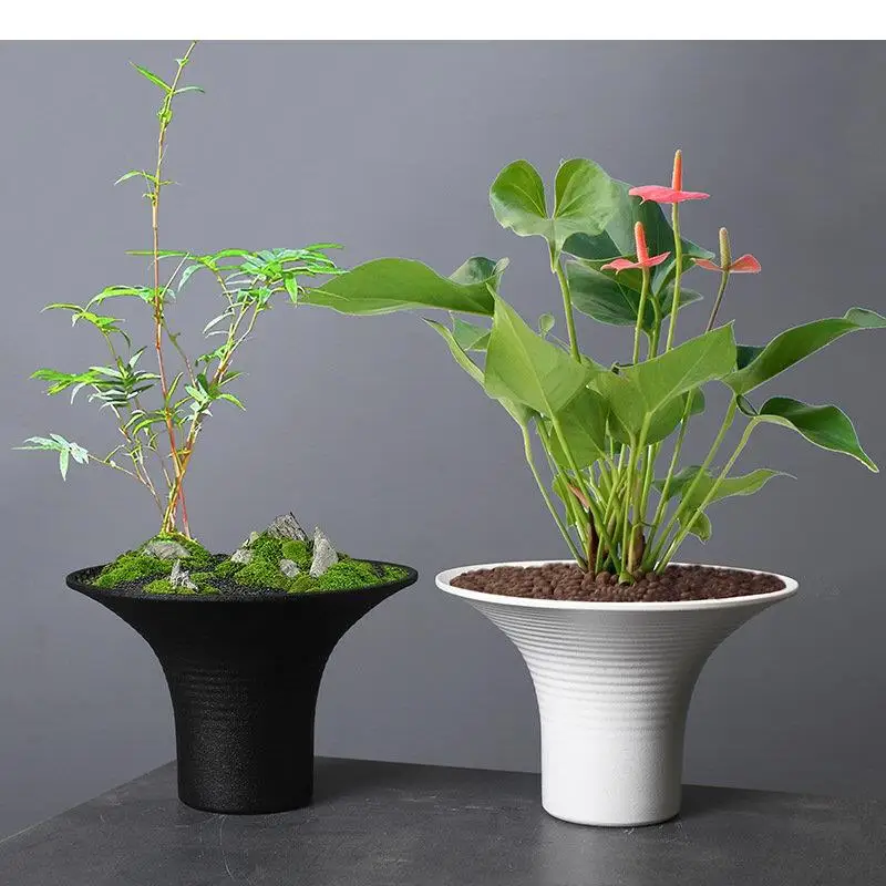 Minimalism White/black Ceramic Vase Flower Pots Desk Decoration Arrangement Simplicity Floral Vases Modern Home Decor