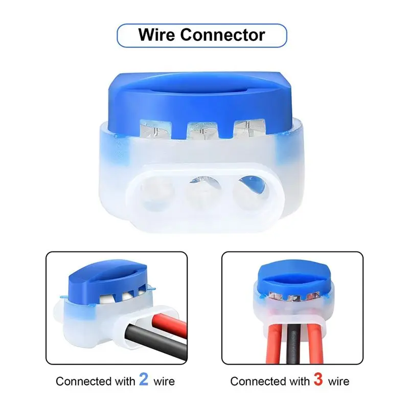 [A92P!】 100Pcs Waterproof Cable Wire Connectors For Garden Auto Lawn Mower 3 Pore Terminal Blocks Robotic Lawnmower Connectors