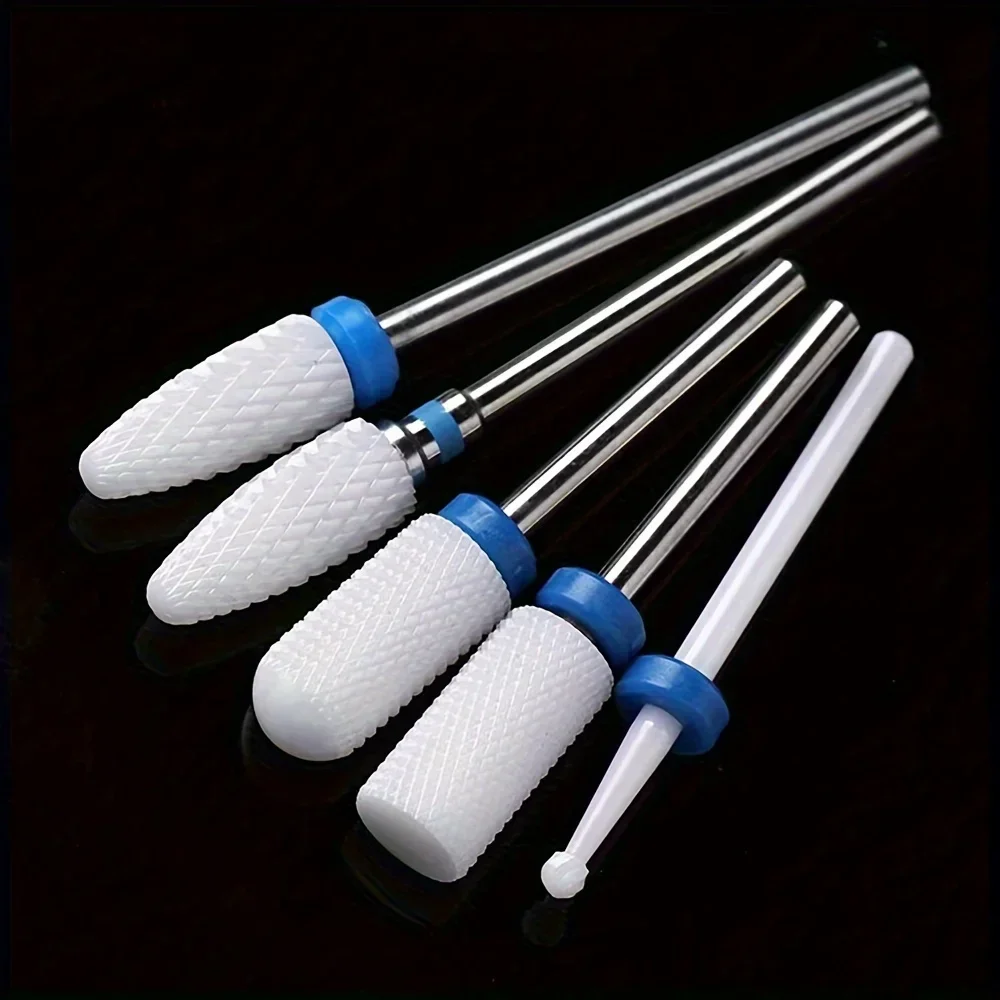 5Pcs Ceramic Nail Drill Bits Set Milling Cutter for Electric Manicure Bit Flame Corn Files Pedicure Machine Polish Accessories