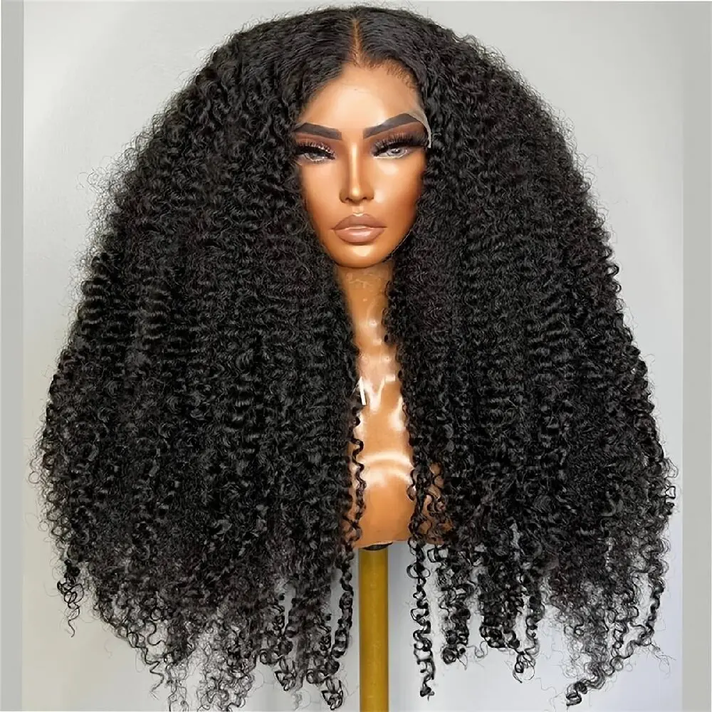 32 Inch Kinky Curly 4x4 5x5 6x6 Wigs for 2x4 glueless human Hair Wig Afro Kinky Curly Hair Wig 250 density