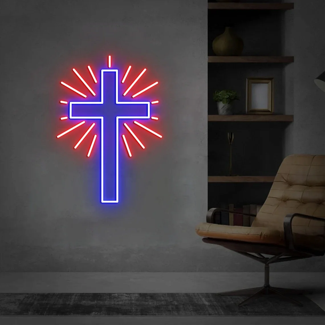 Cross Neon Sign Shinging Jesus Kids Baby Night Sign Bedroom Dimmable Faith Sign Wall Decoration Wedding Neon Living Room Neon