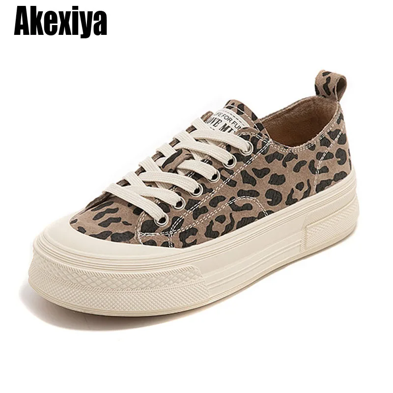 

Genuine leather Breathable Sneakers Women Casual Single Shoes Women Lace-up Thick Soled Canvas Shoes Women Fashion Students