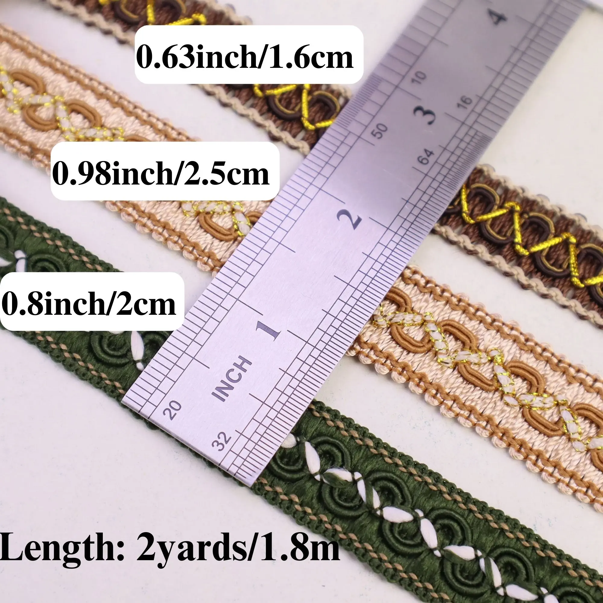 2 Yards Braid Trim Woven Gimp Braid Trim for DIY Crafts Sewing Curtain Costume Accessorie Decorative