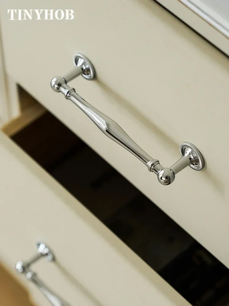 Tinyhob European Luxury Style Brass Cabinet Handle and Knobs / Mirror Silver T-Bar Drawer Wardrobe Pull Drop Shipping Available