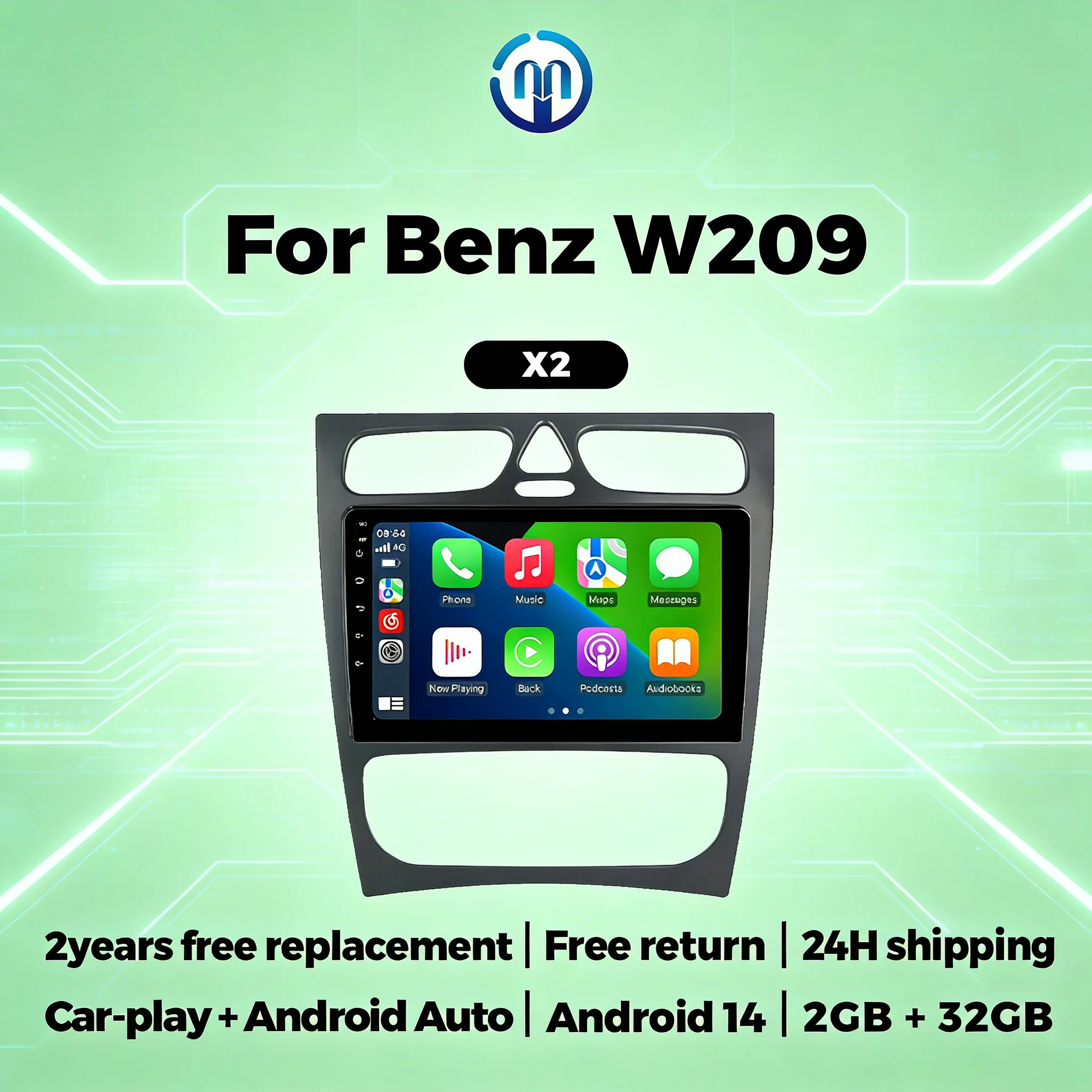 Car Play Android Auto For Mercedes Benz C Class CLK W203 W209 2000-2005 Car Radio Multimedia Video Player GPS Navigation RDS BT