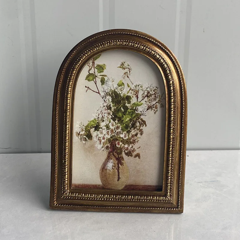 6/7-inch Retro Brown Photo Frame Wall Hanging Picture Frame Decoration Sofa Decoration Bedroom Hanging Picture French
