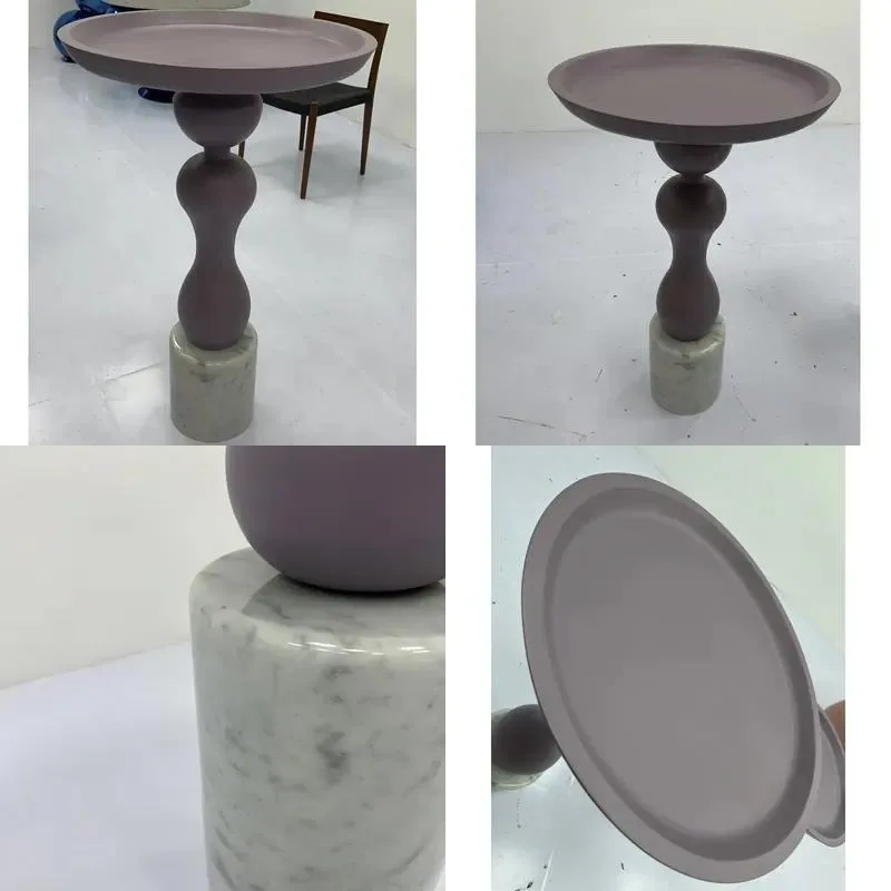 Modern Solid Wood Side Table with Marble Base Luxury Multi Purpose End Table for Living Room Bedroom Villa Apartment