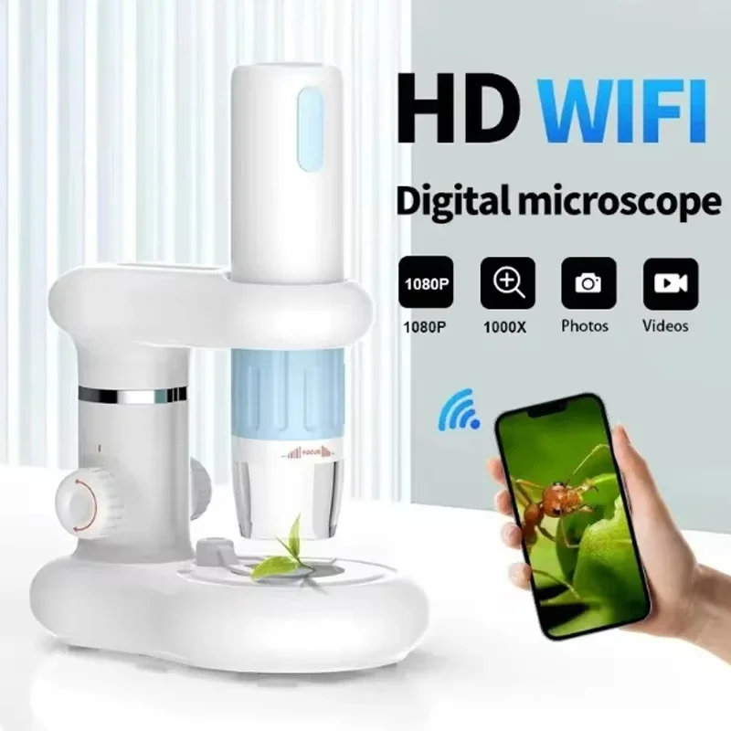 50x-1000x Magnification Portable WiFi Digital Microscope Handheld Wireless Charging HD Camera Compatible with Android iOS PC