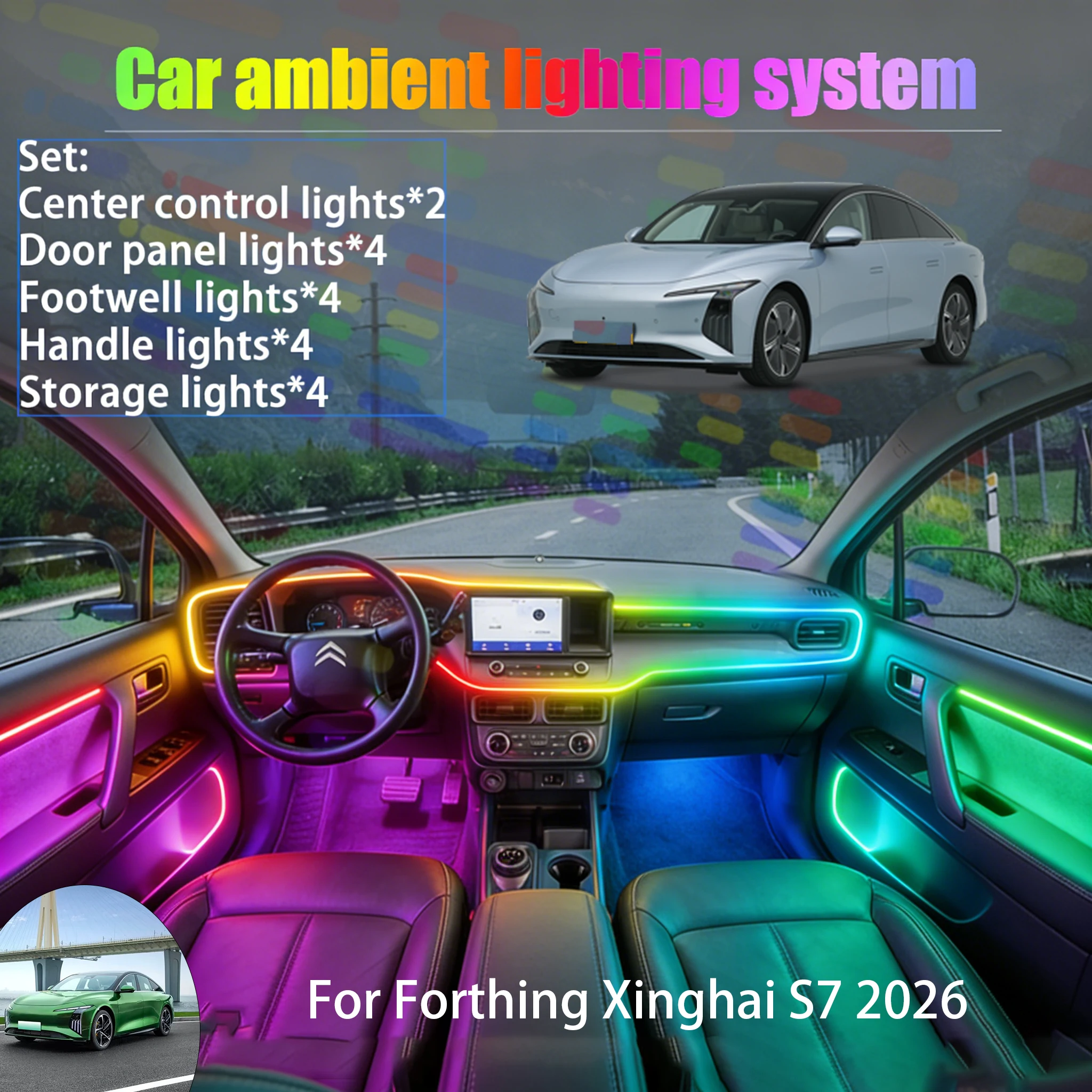 

Для Forthing Xinghai S7 2026: Комплект светодиодной подсветки салона и багажника 2/18 в 1, USB RGB, с эффектом бегущих огней, автозапчасти