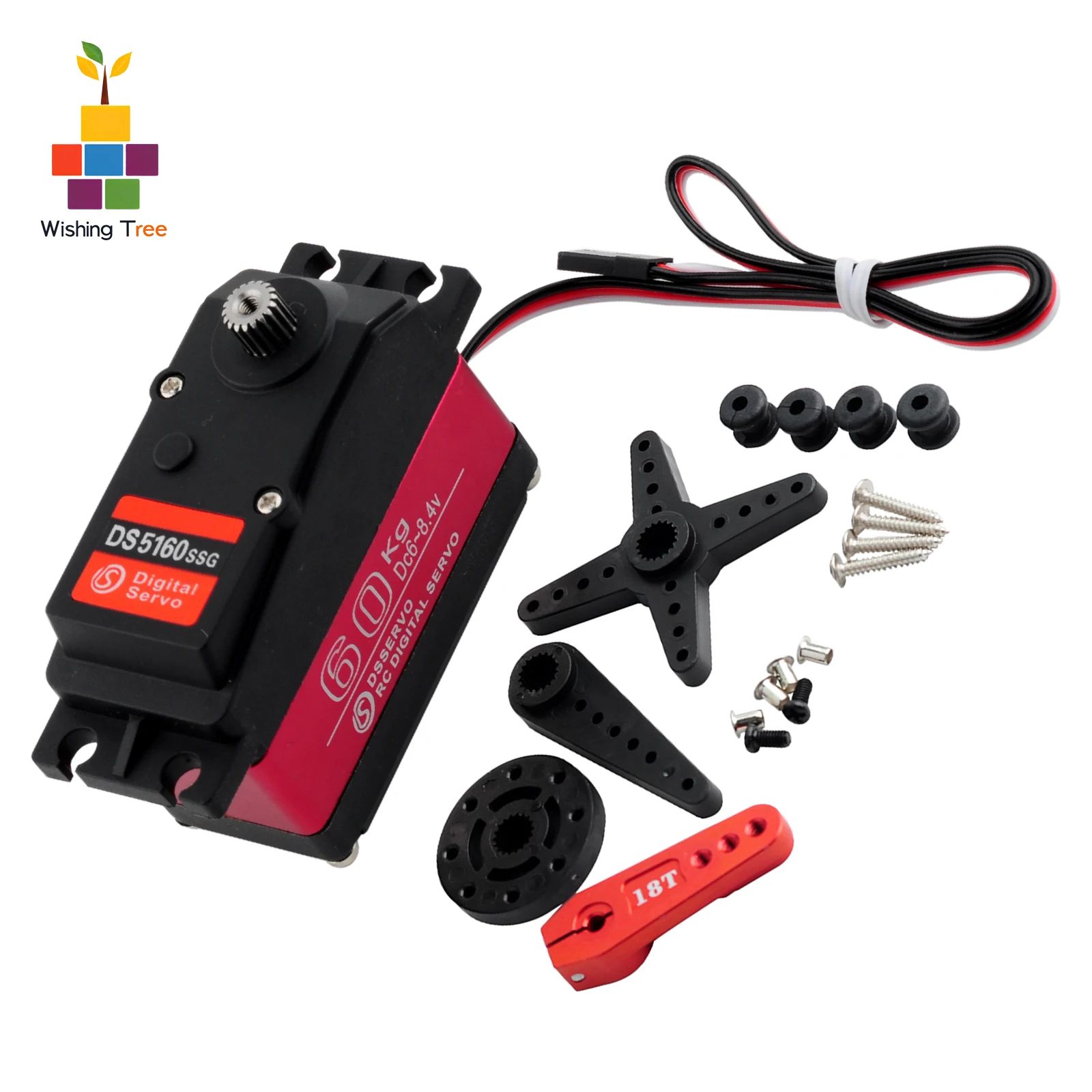 DS5160 60kg Waterproof Digital Servo 180/270° High Speed Metal Gear with 18T Arm for RC Baja