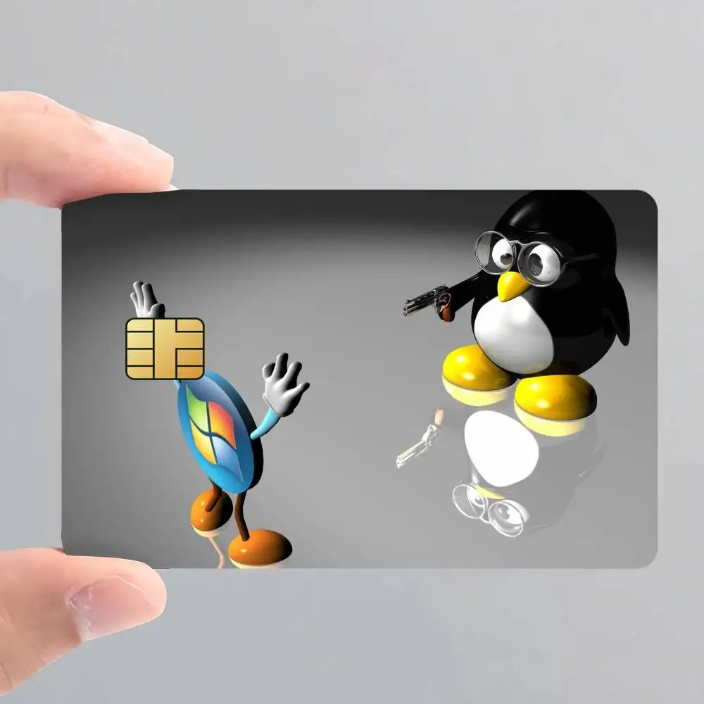 Fashion L-linux cool Card Stickers for Bank Access Protective Waterproof Film Cover Sticker Surprise Gift