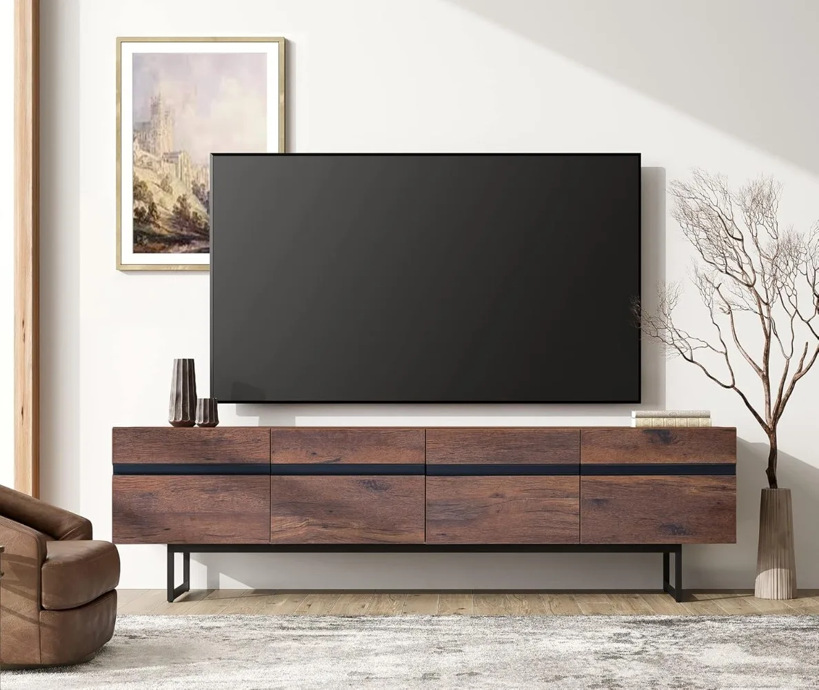 Modern TV Stand and Coffee Table Set of 2, Storage Entertainment Center for TVs Up to 75 inch, Square Center Table