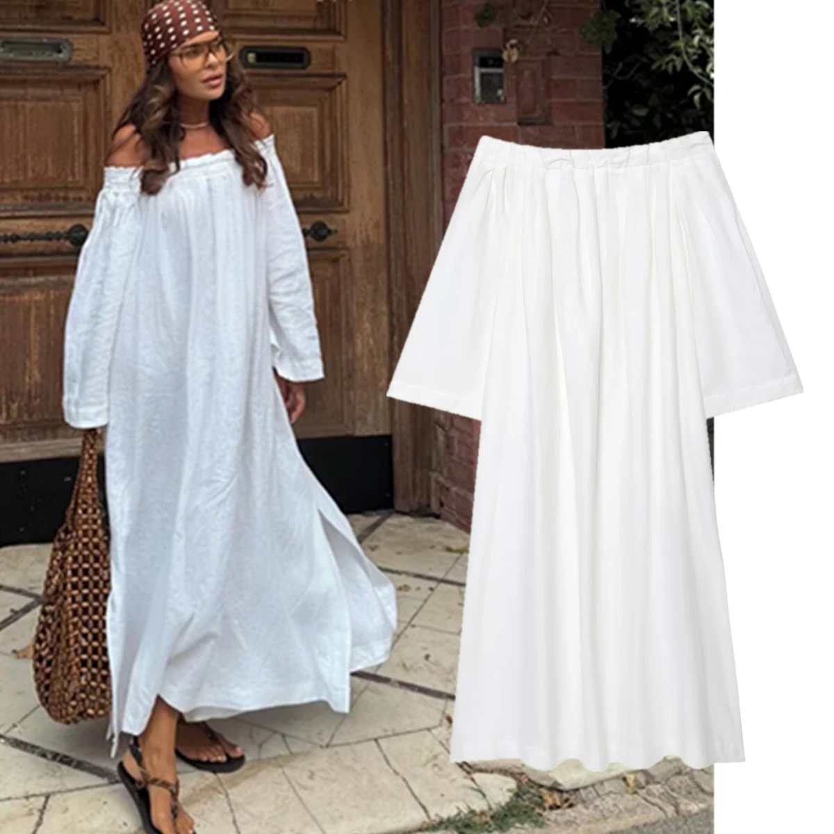 

Maxdutti Autumn White Loose Dress Minimalist Lazy Off-shoulder Tube Dress Evening Dresses Party Dresses Vestidos