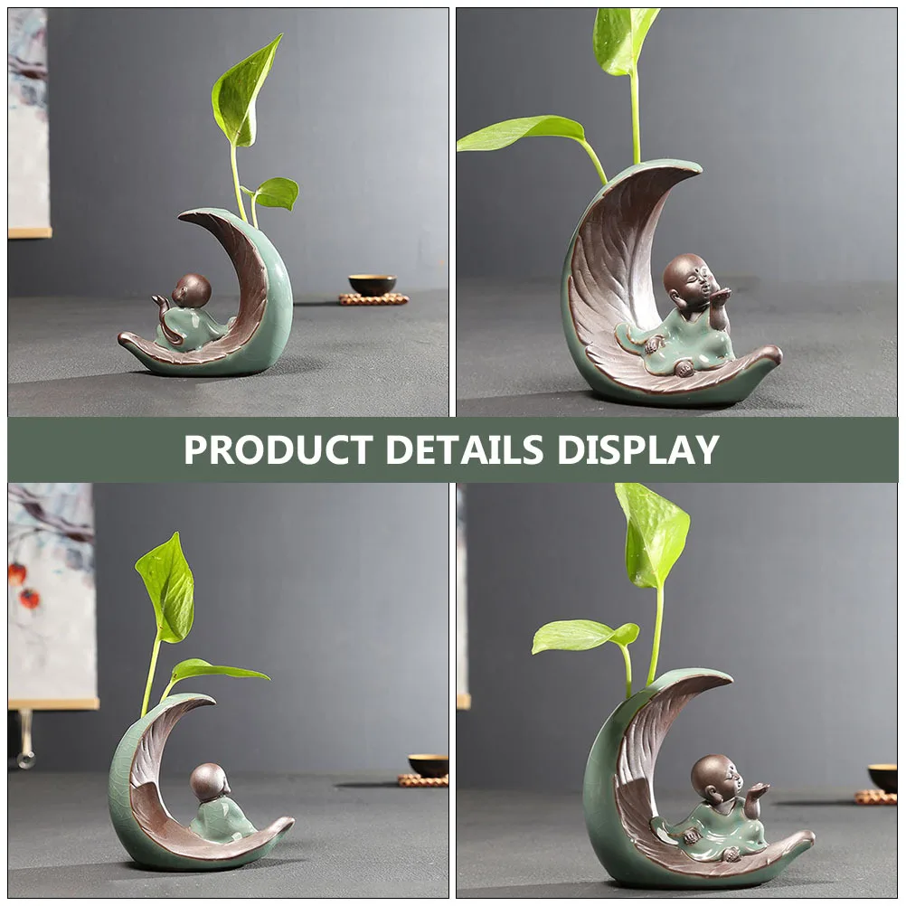 

1Pcs Ceramic Monk Vase Zen Style Matte Texture Home Desktop Flower Pot Flower Arrangement Container Ceramic Vase