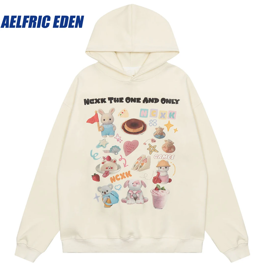 Aelfric Eden Funny Kawaii Graphic Print Hoodie Hip Hop Y2K Harajuku Hooded Sweatshirt Streetwear Casual Loose Pullover Hoodies