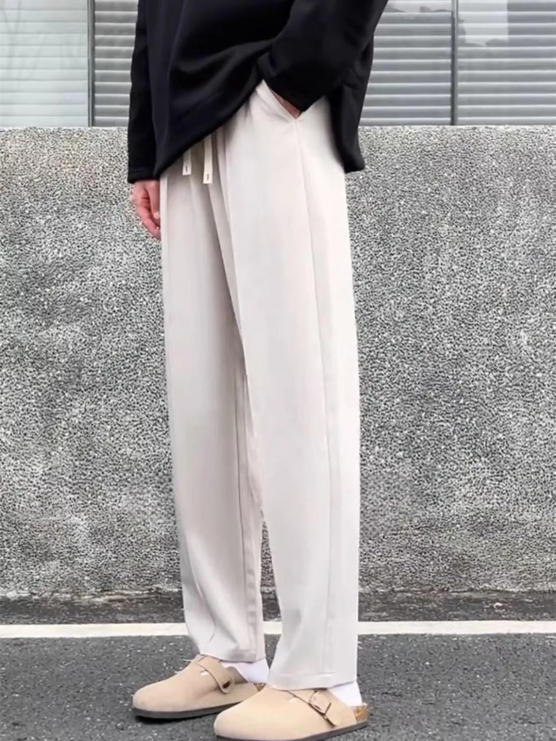 

Мужские повседневные брюки прямого кроя на весну-лето: модные, однотонные, простые, стройнящие, струящиеся, свободного кроя, прямые штаны-трубы