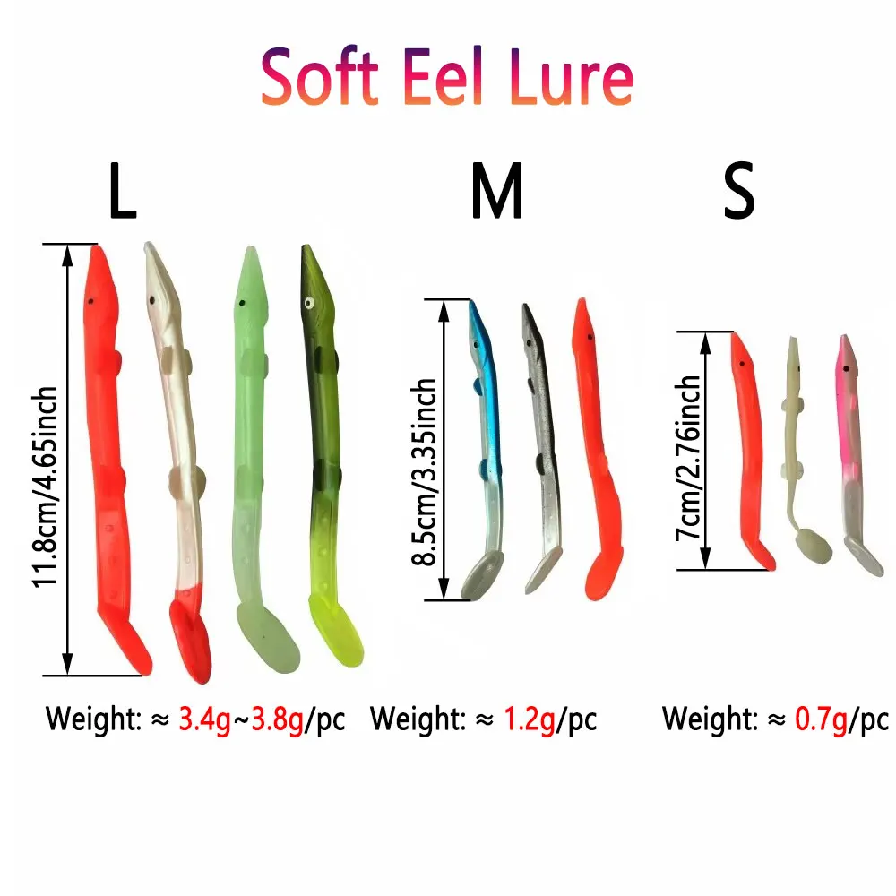Bimoo 50/100pcs 8.5cm 1.15g Orange Bule Black Eel Style Jelly Lures Pollock Fishing Bait Fishing Lure Soft Bait