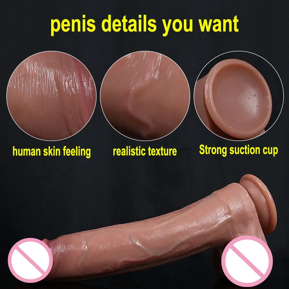 11.02in Huge Dildo Soft Penis Sexy Female Sex Toys Masturbator Double-layer Silicone Suction Cup Dildos for Women Big Dick Cock