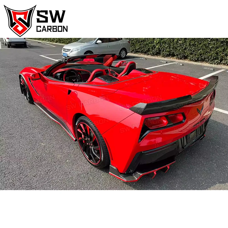 Higher quality Corvette C7 Carbon Fiber Rear Diffuser Chevrolet Corvette C7 Rear Bumper Lip Splitter Lower Spoiler Auto Parts