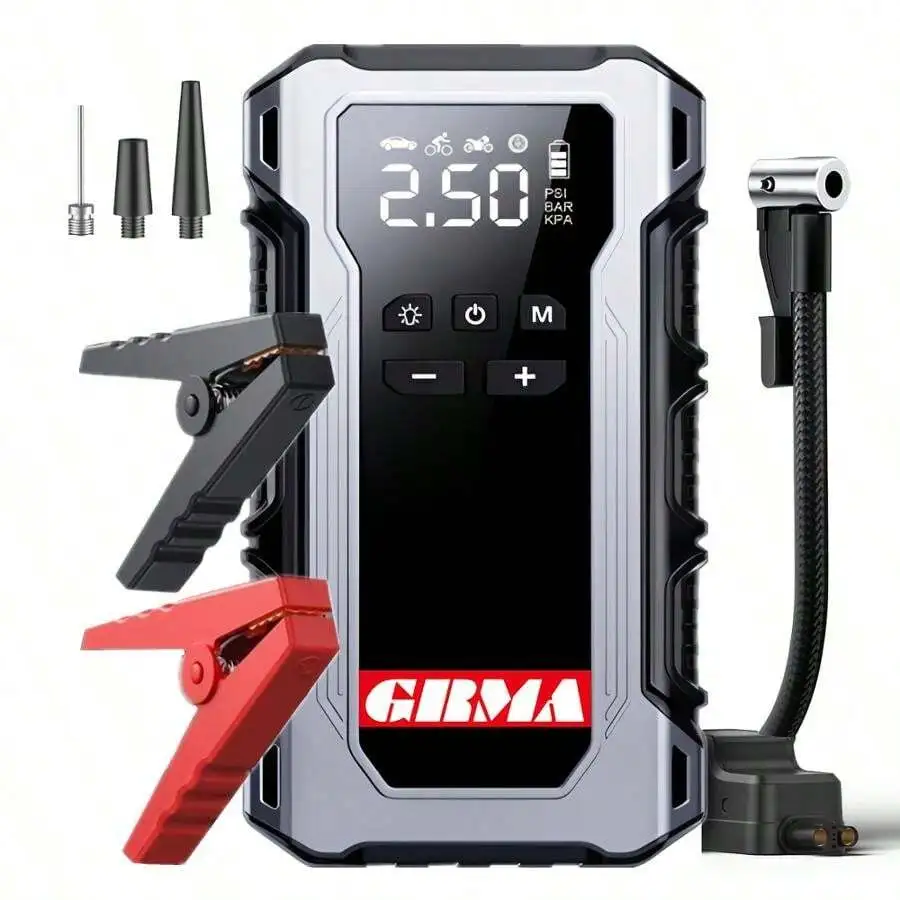 12V Portable Car Jump Starter With LED Light Heavy Duty Emergency Booster For RV Motorcycle