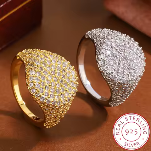 2026 New Full-diamond Zircon Women's Ring - High-quality Gold/Silver Couple Ring Anniversary Gift Hip-hop Style Jewelry