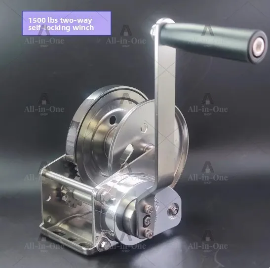 304 Stainless Steel Manual Winch, Two-way Self-locking Hand Crank Design