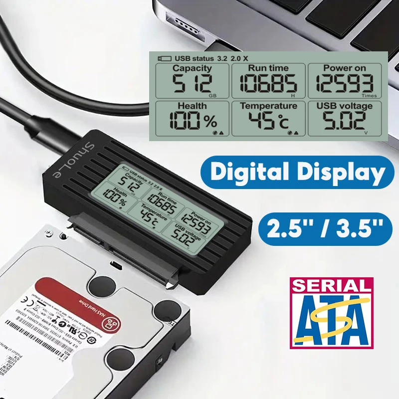 

Кабель-адаптер USB-SATA, конвертер USB 3.2/3.0 в SATA для 2,5-дюймовых SSD/HDD, внешний адаптер, аксессуары