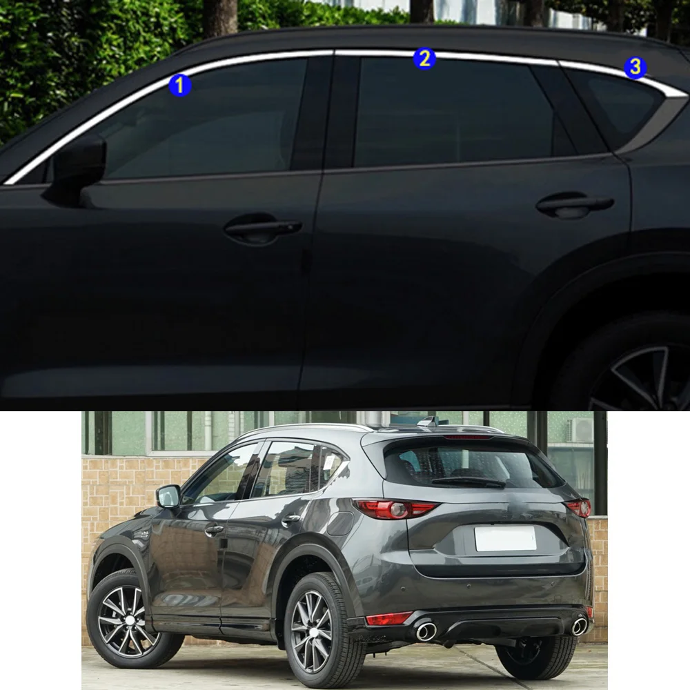 

For Mazda CX-5 CX5 2017 2018 2019 2020 2021 Car Sticker Garnish Pillar Window Middle Strip Trim Frame Hoods