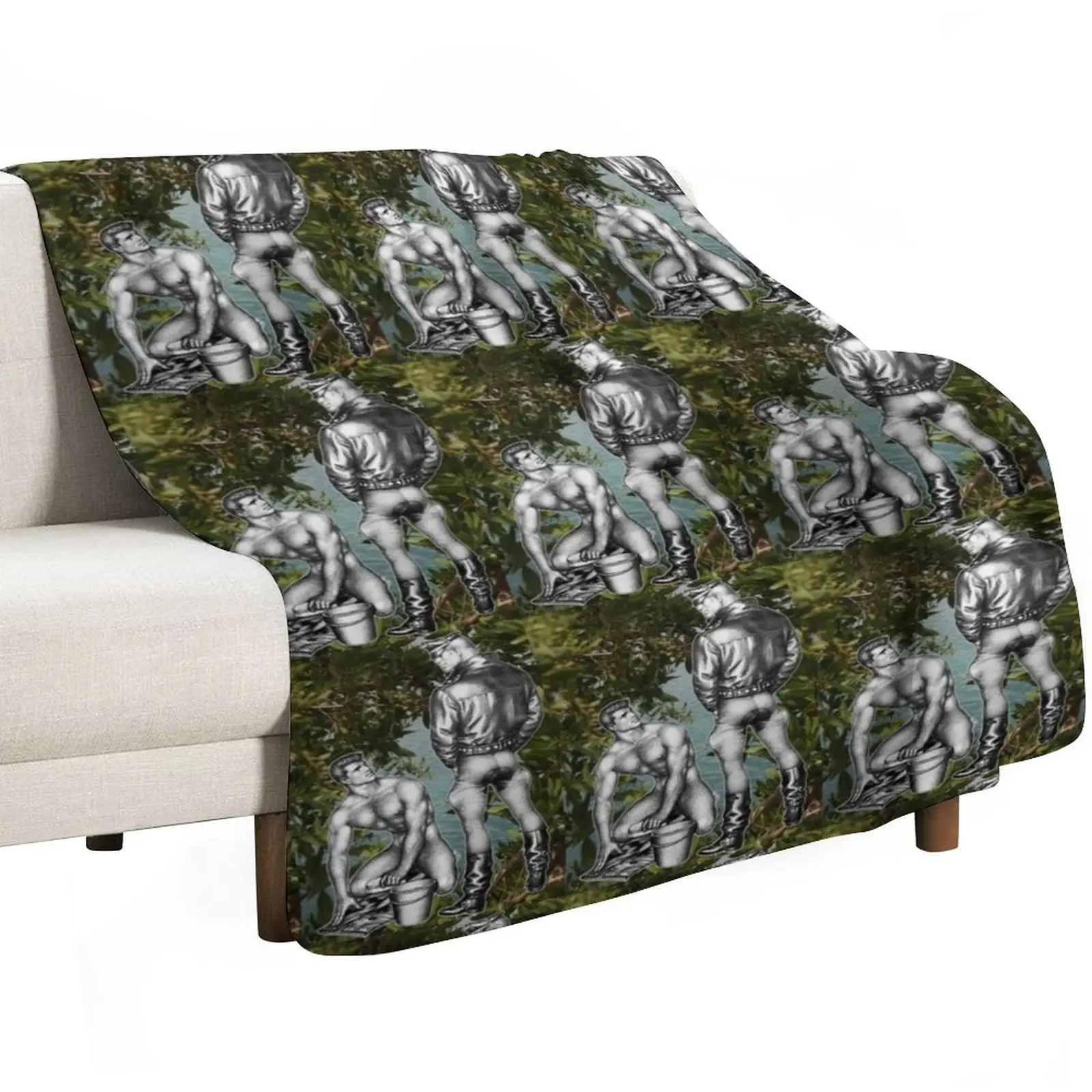 Tom of Finland Riverside Physique Pictorial Throw Blanket Shaggy Decoratives Summer Beddings manga Bed linens Picnic Blankets