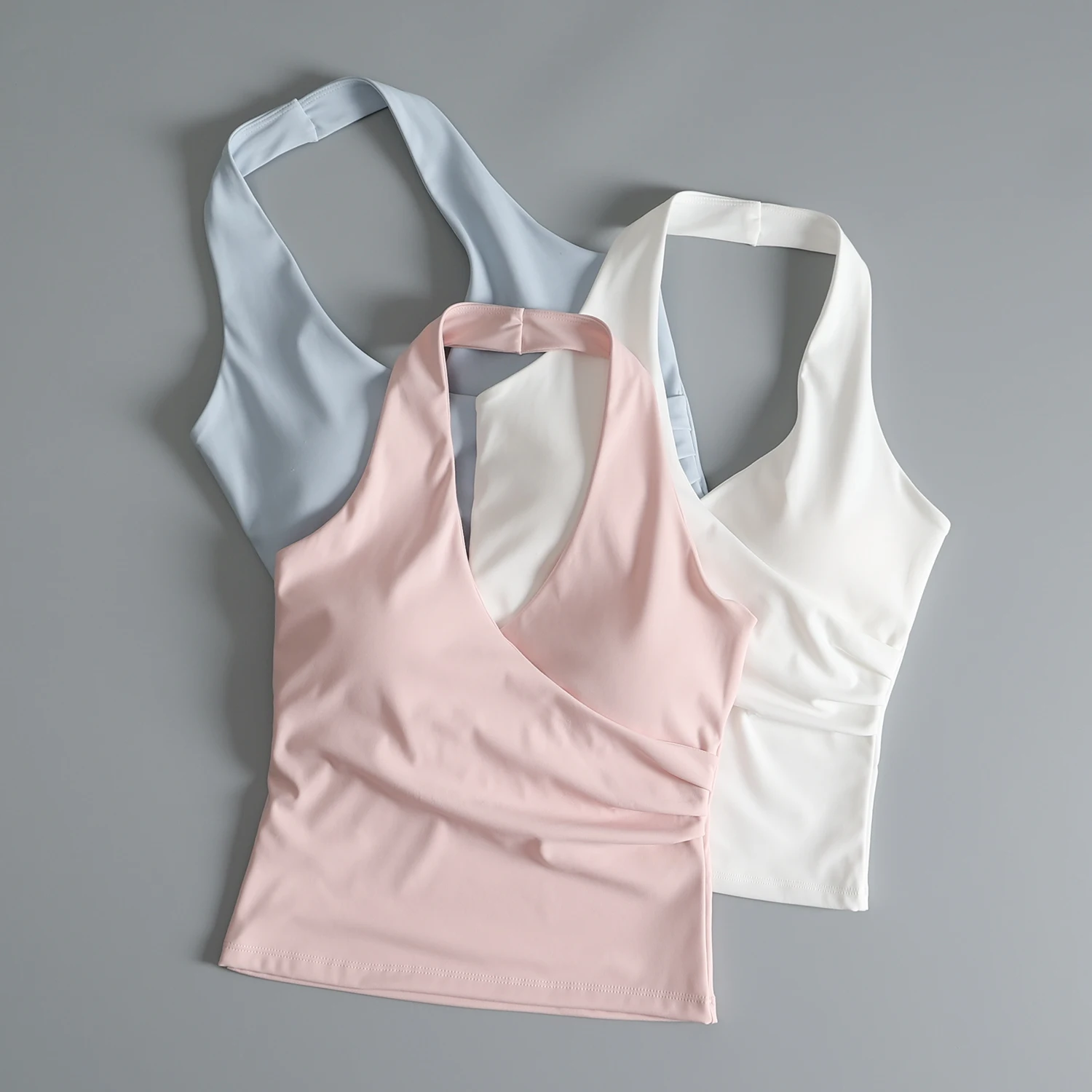 Sports Bra Women's Summer Quick Dry Running Fitness Vest with Chest Pad Hanging Neck Yoga Innerwear to Reduce Side Breast
