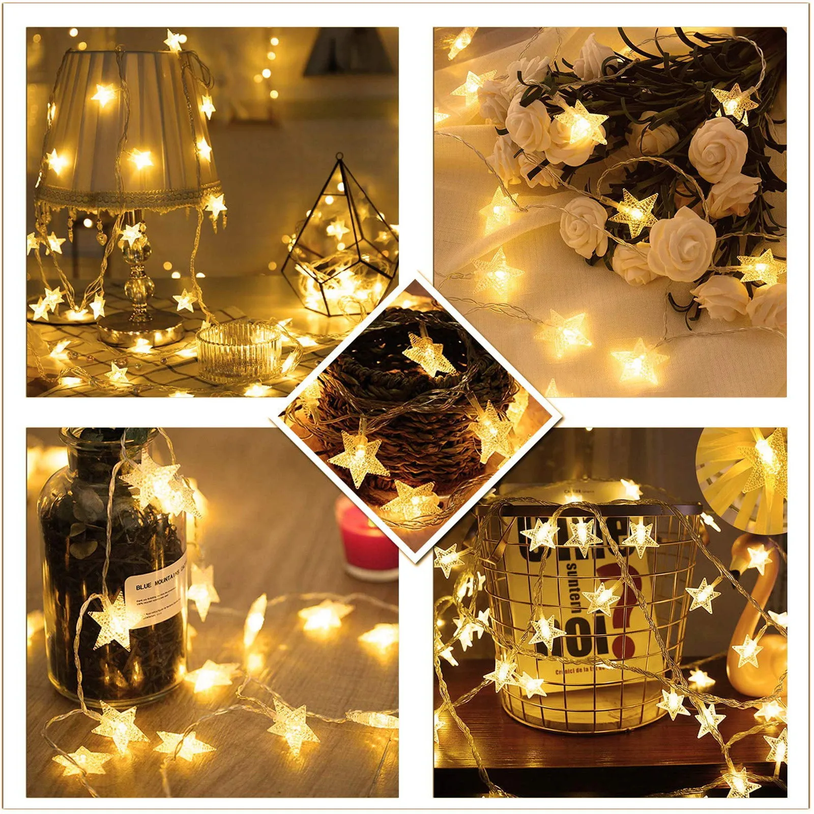 Creative Star String Lights LED Star Shaped Decorative Lantern For Holiday Party Wedding Xmas Atmosphere Decorations