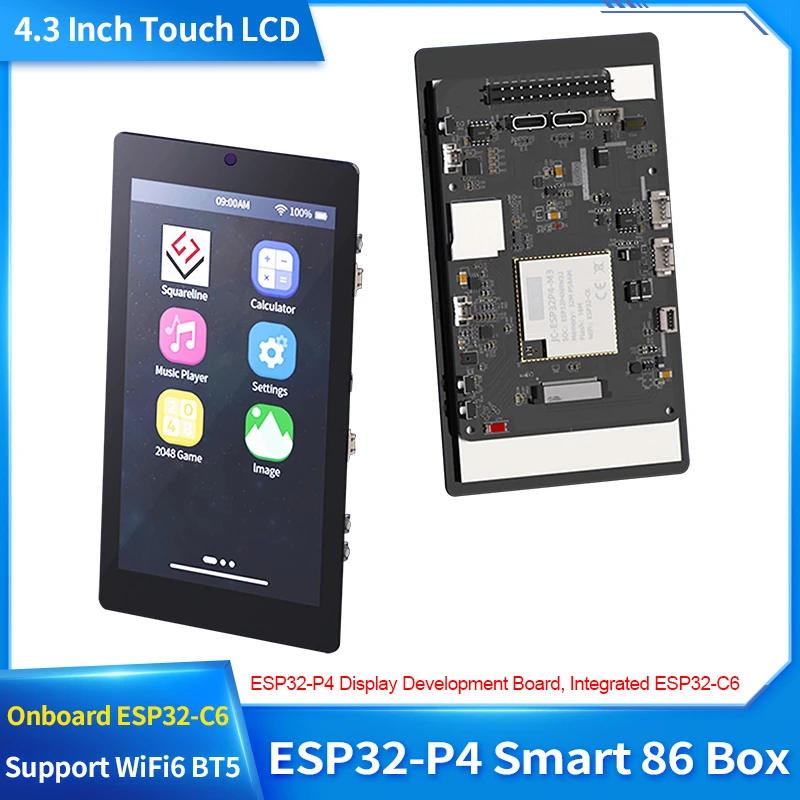 

4.3 Inch 800*400 IPS Touch Screen ESP32 P4 Development Board Onboard ESP32-C6 Chip 32MB PSRAM 16MB Flash Support WiFi6 BT5